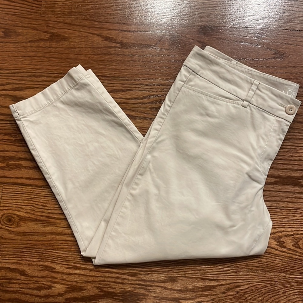 Anne Taylor LOFT  Original Crop high rise cotton / spandex Capri cream color 12